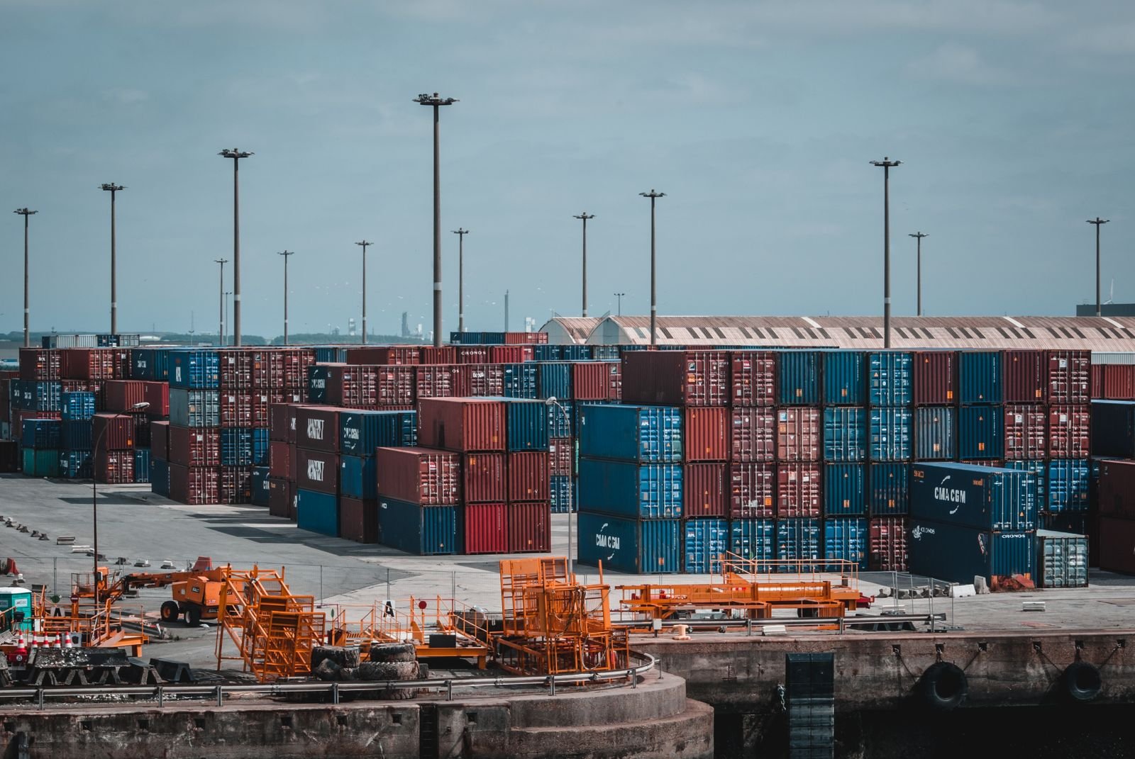 Containers staged for loading