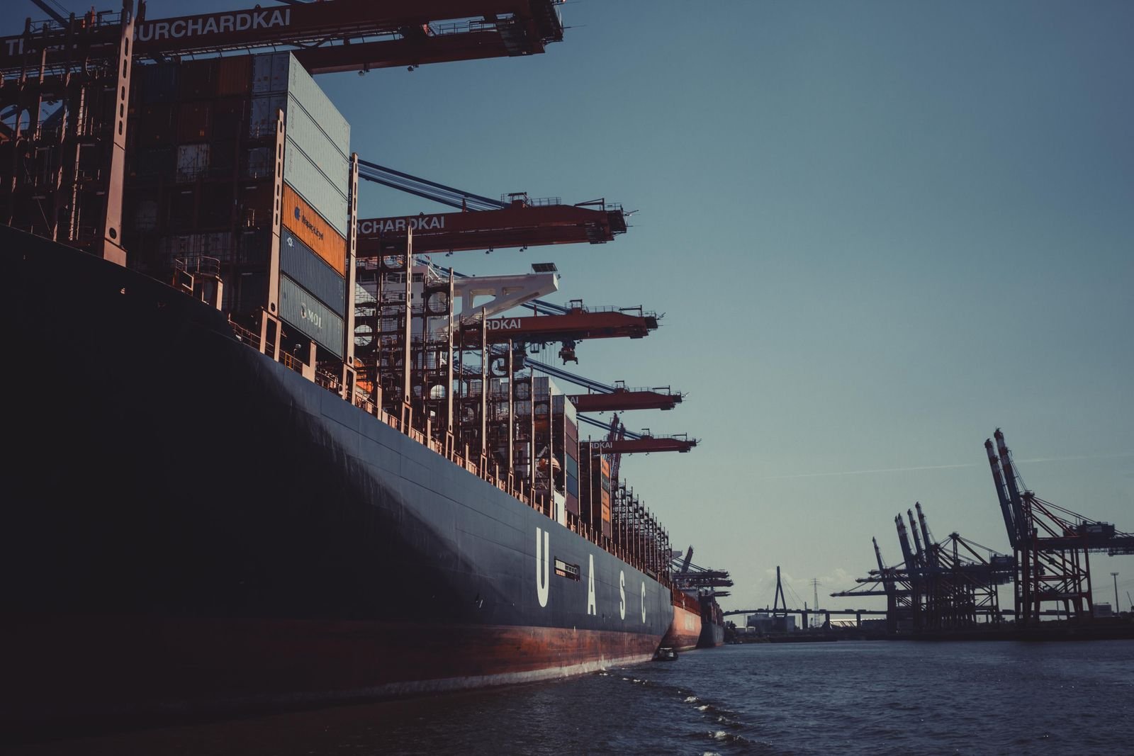 Aerial view of a container port